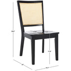 Dining Chair with Woven Rattan Back, Set of 2 – Black Frame