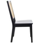 Dining Chair with Woven Rattan Back, Set of 2 – Black Frame