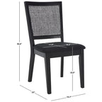 Dining Chair with Woven Rattan Back, Set of 2 – Black Frame