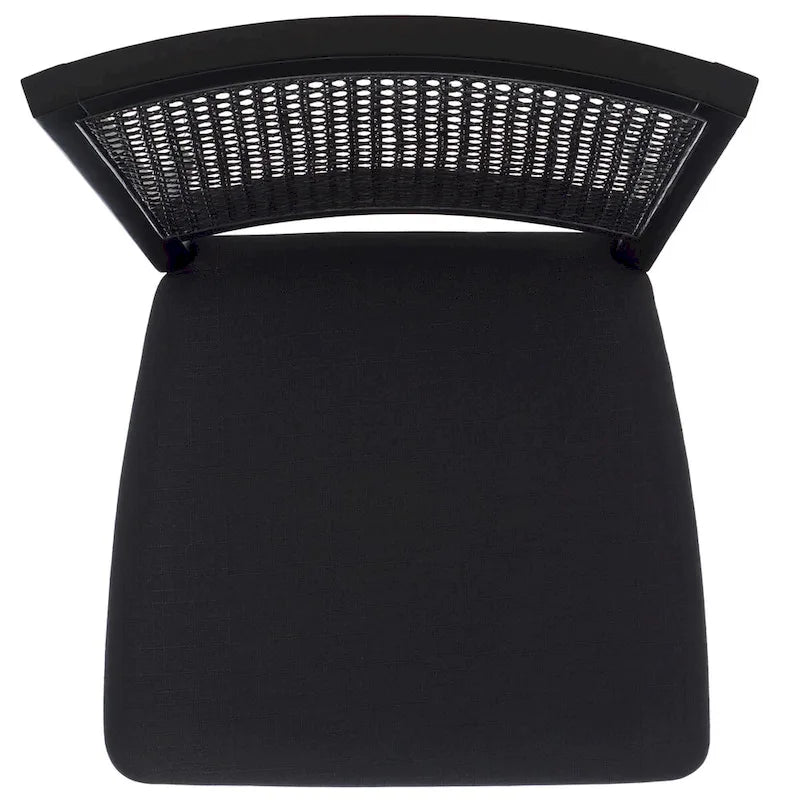 Dining Chair with Woven Rattan Back, Set of 2 – Black Frame
