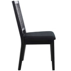 Dining Chair with Woven Rattan Back, Set of 2 – Black Frame