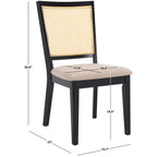 Dining Chair with Woven Rattan Back, Set of 2 – Black Frame