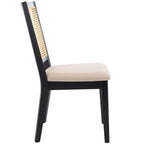 Dining Chair with Woven Rattan Back, Set of 2 – Black Frame